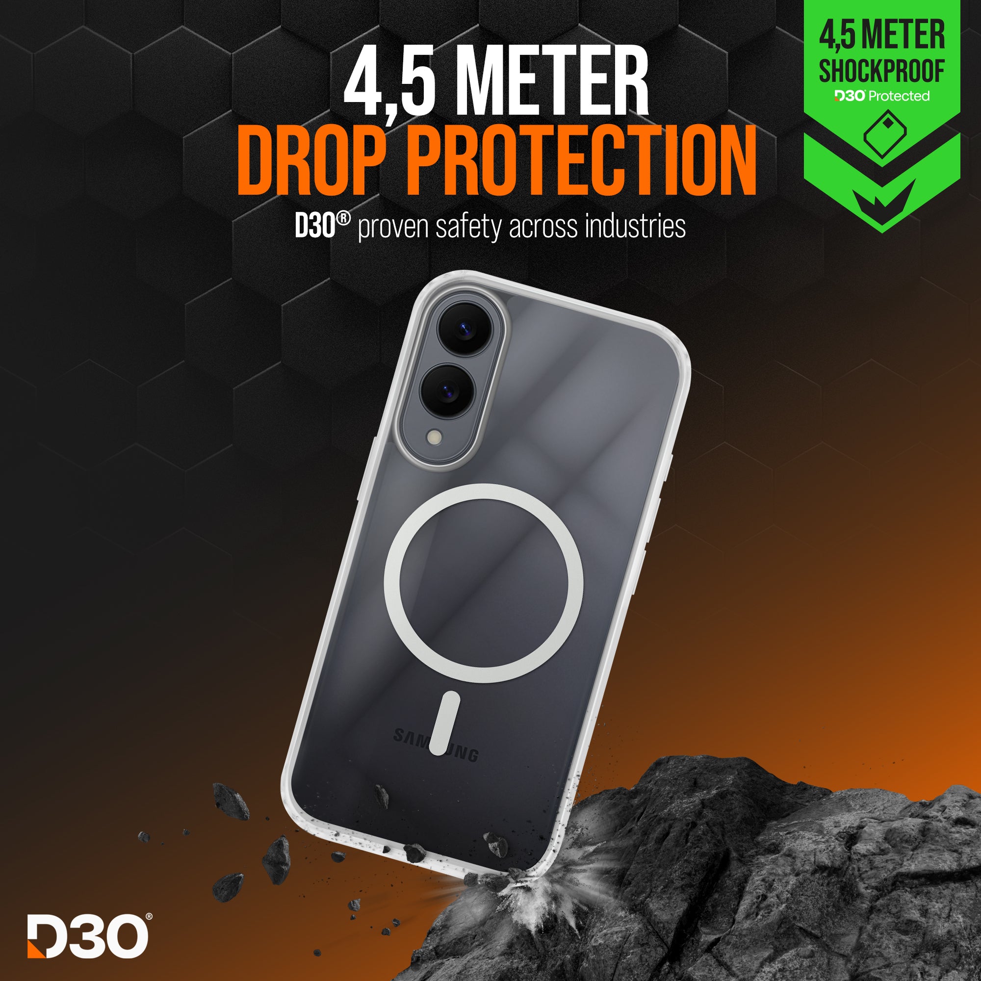 Striker X-Core - D3O Xtreme Impact Mag Case - Clear - Samsung S25 Edge 5G